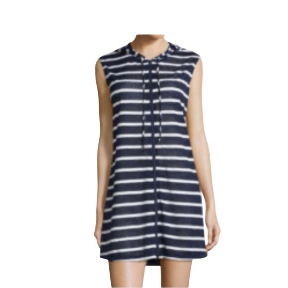 PortoCruz Stripe Knit Swim Zip Hoodie Cover-Up Resort Dress Size Large Msrp $42 - Picture 1 of 7